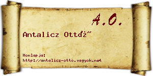 Antalicz Ottó névjegykártya